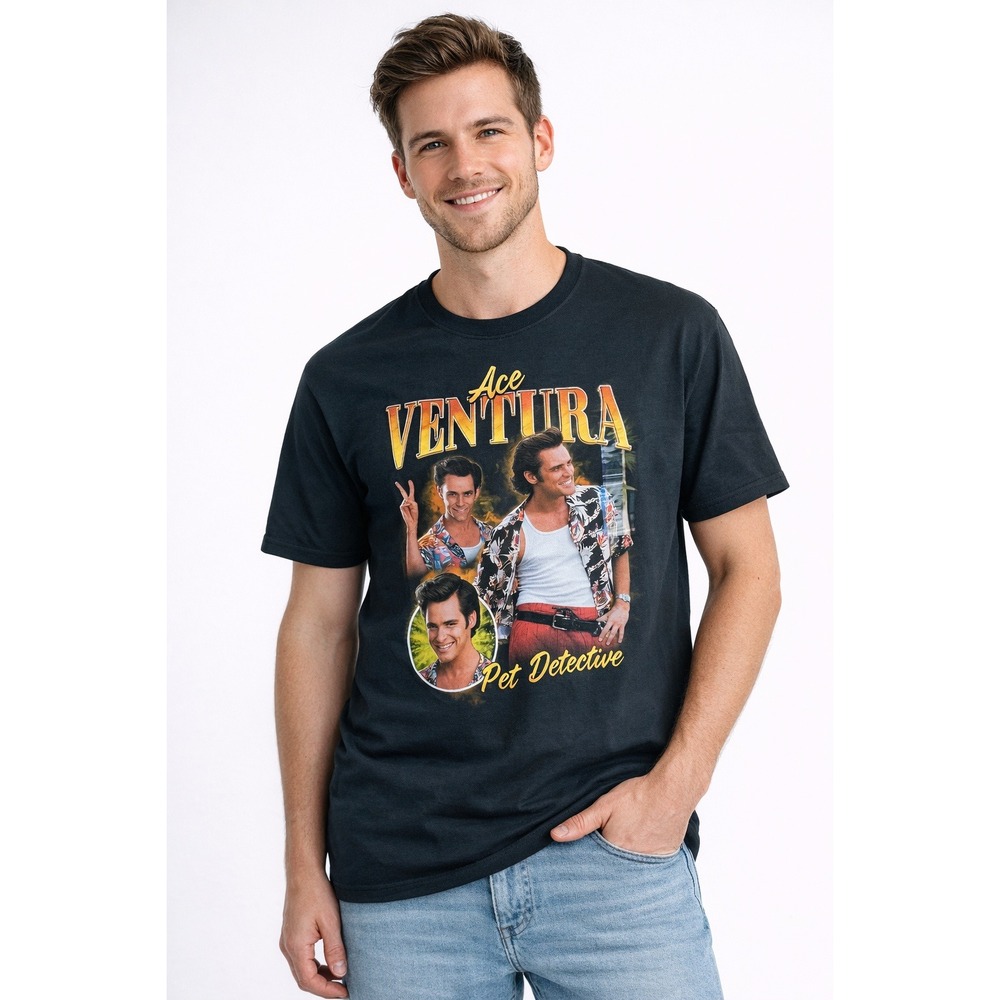 NWT Ace Ventura Pet Detective Movie Graphic T-Shirt Black Adult Large